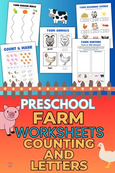 farm worksheets and counting and letters