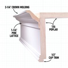 the crown molding is shown with measurements