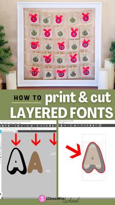 how to print and cut layered font with christmas decorations on the wall in front of it