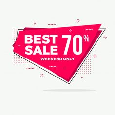 the best sale 70 % off banner is shown in pink and white with geometric shapes