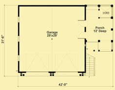 the floor plan for a two story garage