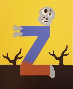 a poster with the number seven painted on it