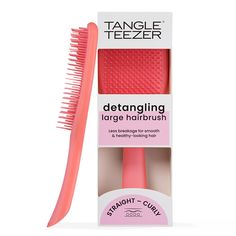 PRICES MAY VARY. All Hair Types: This Tangle Teezer hairbrush has regular-flex teeth that gently detangle straight to curly strands Innovative Design: Featuring our patented two-tiered teeth technology. The long, flexible teeth detangle, remove knots and reduce breakage, while the short teeth smooth strands, for frizz-free hair Gentle Detangling: Hair brush for women and men that’s tough on knots but gentle on your scalp, with a larger paddle size ideal for long hair Locks You Love: This versatile detangler brush has soft teeth that work effortlessly to detangle wet or dry hair for less breakage and more TLC Perfect Shower Brush: Ideal wet brush for evenly distributing hair products like conditioning treatments and masks, leaving your locks silky smooth Same great product, sustainable new Mini Tangle Teezer, Tangle Teezer Wet Detangler, Hair Brush Tangle Teezer, Wet Brush Detangler, Tangle Teezer Pink Brush, L'ange Hair, Tangle Teezer, Frizz Free Hair, Curly Hair Types