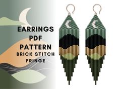 the earrings are made with green and black beads