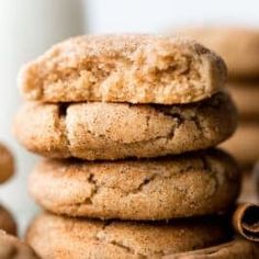 a stack of cookies with cinnamon on top