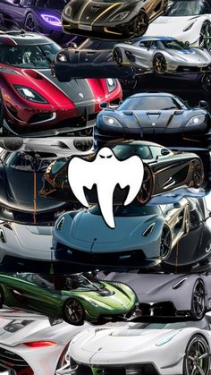 many different colored sports cars in a collage with the word ghost on it's side