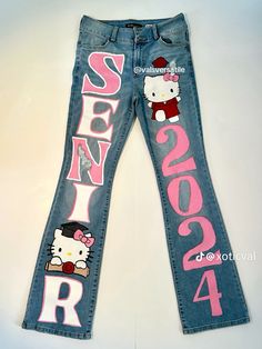 Senior Homecoming Jeans, Senior Year Jeans, Homecoming Jeans, Senior Pants, Aesthetic Late Night, Art Small Business