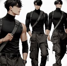 Guy Clothes Drawing, Anime Guy Outfits, Male Outfits Drawing Reference, 얼굴 그리기, Dark Anime Guys, Anime Guys Shirtless, 캐릭터 드로잉, Black Outfits