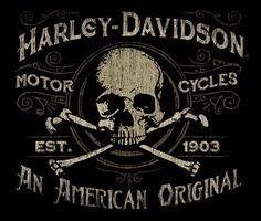 a skull and crossbones with the words harley davidson motor cycles an american original