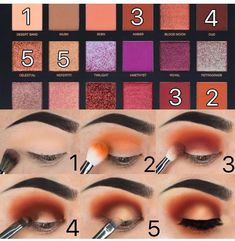 Step By Step Eyeshadow, Desert Dusk Palette, Matte Make Up, Huda Beauty Desert Dusk, Make Up Designs, Mekap Mata, Trendy Eyeshadow, Eyeshadow For Blue Eyes, How To Do Makeup