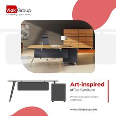 a brochure for an office furniture store with the words art - inspired on it