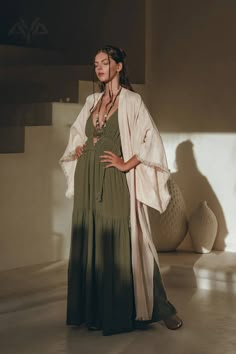 Sage Color Dress, Dresses Street Style, Green Boho Dress, Elegant Kimono, Multiway Dress, Adjustable Dress, Green Wedding Dresses, Linen Kimono, Sage Green Dress