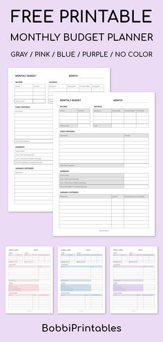 the free printable planner is shown in three different colors