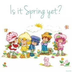 a group of children standing next to each other with the words, is it spring yet?