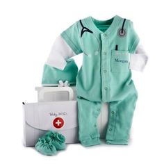 Baby Aspen Size 0-6M "Big Dreamzzz" Baby M.D. 3-Piece Coverall, Hat and Booties Set | buybuy BABY Doctor Outfit, Baby Layette, Layette Set, Boy George, Unique Baby Gifts, Aid Kit, Baby Set, First Aid Kit