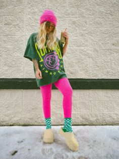 Colourful Funky Outfits, Colorful Eclectic Outfit, Katya Outfits, Colorful Athleisure Outfits, Colorful Crew Neck T-shirt With Fun Style, Trendy Colorful Knitted Sweater, Dopamine Dressing Summer, Girly Alternative, Fun Multicolor Beanie (one Size Fits Most)