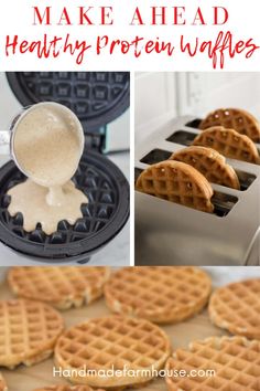 some waffles are being made and ready to be eaten