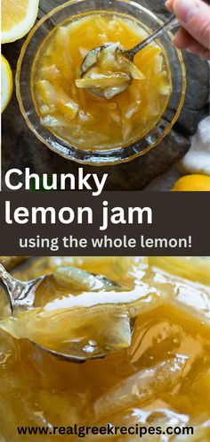 lemon jam in a glass bowl with a spoon