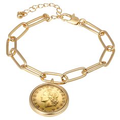 PRICES MAY VARY. ELEGANT & STYLISH - Our Italian Lire Bracelet is designed using a paper clip style bracelet featuring a genuine Italian coin. Own a piece of your heritage, the Italian Lire was in circulation from 1957 to 2001. The obverse shows Miss Italy with the words REPVBBLICA ITALIANA. The engraver was Pietro Giampaoli. His design on this coin hangs from a 7 inch goldtone chain with lobster claw clasp and 3 inch extender. HIGH QUALITY & DESIGN - A 20 Lira Italian Coin featuring the face of Coin Charm Bracelet, Italian Bracelet, American Coins, White Jewelry Box, Coin Bracelet, Coin Jewelry, White Jewelry, Certificate Of Authenticity, Jewelry Online Shopping