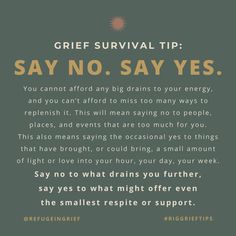 a green background with an orange and yellow text that says,'great survival tip say no