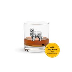 a glass with an image of a dog on it and the words add your name