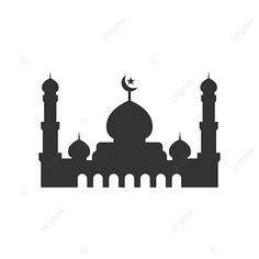 the silhouette of a mosque with two minas and a star on it's roof