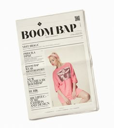 the front page of a magazine with a woman in pink on it