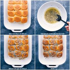 instructions for making bread rolls in a baking dish