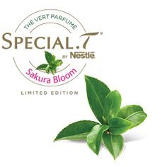 the logo for special by nestle is shown with green leaves on top of it