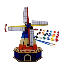 COLORFUL WINDMILL Educational Building Creative Toys Dutch Windmill, Dutch Windmills, Stem Learning, Kits For Kids, Wooden Puzzles, Robotics