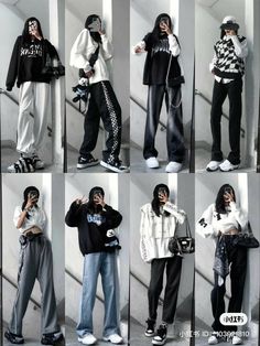 Black And White Outfits, Pakaian Hipster, Simple Style Outfits, Korean Outfit Street Styles, Estilo Hippie, Korean Casual Outfits, Everyday Fashion Outfits, Tomboy Outfits, Quick Outfits