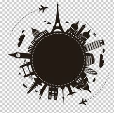 black and white illustration of the eiffel tower in paris, on transparent background