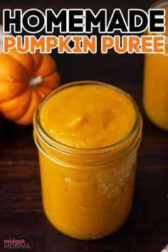 homemade pumpkin puree in a mason jar