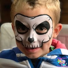 Face Paint Reference, Skull Face Paint Kids, Kids Face Painting Halloween, Kids Halloween Face Painting Ideas Easy, Halloween Face Painting Ideas For Kids, Simple Skull Face Paint, Kids Facepainting Ideas Simple, Kids Skull Face Paint, Halloween Kids Face Painting