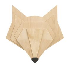 three pieces of wood cut into the shape of a fox's head