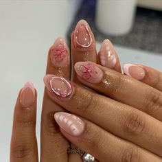 Nail Designs Oval Almond, Natural Acrylic Nails Short Almond, Own Nails Design Short, Blooming Jelly Nails, Nail Inspo Designs Almond, Short Nails Gel Fall, Gel X Nails Korean, Nail Inspo August 2024, Oval Nails Short Design