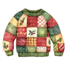 a drawing of a sweater with christmas decorations on it