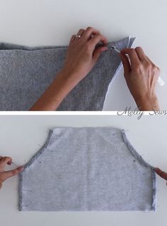 two pictures showing how to sew an apron