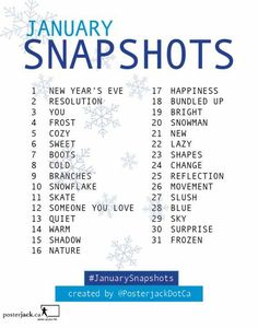 the january snapshots calendar with snowflakes