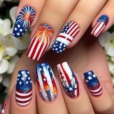 Nails 4th Of July Design Simple, Patriotic Nails 4th Of July, Independence Nails, 4th Of July Nails Design, 4 Of July Nails, Patriotic Nail Designs, July 4th Nails, Nails 4th Of July, Olympic Nails