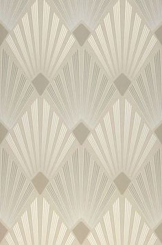 an art deco style wallpaper with white and beige fan shaped designs on it's sides