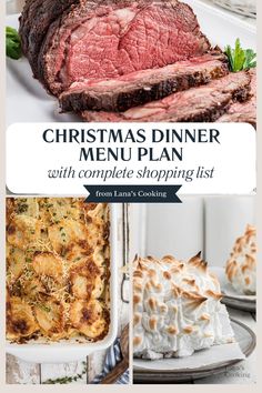 Photo collage of recipes included in the menu plan. Easy Christmas Dinner Recipes For Family, Xmas Dinner Menu, English Christmas Dinner, Christmas Dinner Main Course, Holiday Dinner Party Menu, Easy Christmas Dinner Menu, Traditional Christmas Dinner Menu, Christmas Eve Dinner Menu, Christmas Dinner Menu Ideas