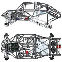 the side and back view of a race car