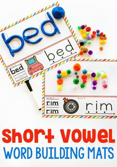 short and long word building mats with the words bead on them