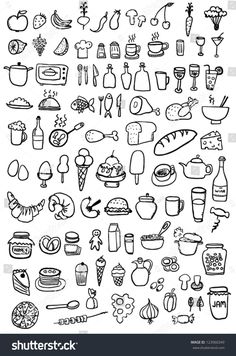 hand drawn food and drinks icons