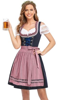 PRICES MAY VARY. 🍺Traditional Oktoberfest Costumes: HiZiTi noble dirndl dress is made of easy-care cotton enchants with classic polka dots patterned. Elaborately designed ruffled braids at the U-neckline and decorative metal hooks ensure a successful traditional look. The looped ribbon at the chest can be adjusted to tighten the dirndl dress according to your preferred fit. 🥨High-Quality and Affordable: The women's dirndl dress consists of 20% cotton and 80% polyester, the fabric feels very ni Octoberfest Outfits, Oktoberfest Costume Women, Bavarian Costume, Dirndl Dress Oktoberfest, Oktoberfest Outfits, Oktoberfest Woman, German Costume, Oktoberfest Dress, German Oktoberfest