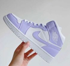 Slip into these limited-edition Light Purple Custom Air Jordan 1s and make a statement. Show off your style and stand out from the crowd in these fashionably bold shoes. Let your unique, individual style shine and take a risk with these must-have kicks! 🔥 🔥 100% genuine, Brand New.👟 Custom sneakers.💫 Every pair is hand-made to order.✨ Best quality waterproof and scratch-proof paints used.✨ 1000+ satisfied customers across various platforms. 🌎Free worldwide shipping,shipping within 5-12 work Air Jordan 1 Custom, Jordan 1 Custom, Custom Air Jordan 1, Custom Jordans, Bold Shoes, Air Jordan 1s, Shoe Stretcher, Jordan 1s, Hand Painted Shoes