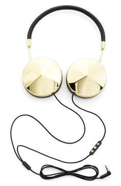 the headphones are gold and black