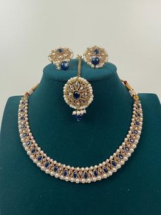 Kundan necklace/Indian necklace/Indian/Punjabi Necklace/Pakistani Jewelry/Bridal necklace/ Polki Necklace Set with Earrings and Tikka  Earrings Length: Pakistani Jewelry Bridal, Punjabi Necklace, Bridal Necklace Indian, Polki Necklace, Necklace Indian, Indian Necklace, Kundan Necklace, Necklace Bridal, Pakistani Jewelry