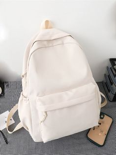 Cute Backpacks For School, Beige Backpacks, White Backpack, Simple Backpack, Cheap Purses